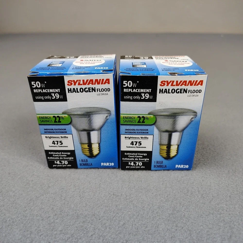 Sylvania 50 Watt Par 20 Flood Light Bulb 30⁰ Angle 475 Lumens Warm Lot Of 2 New